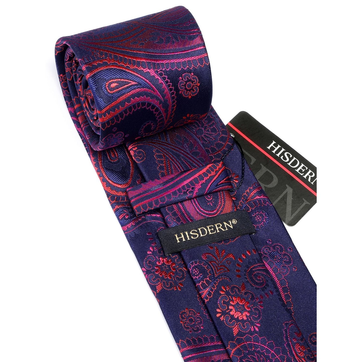 Hisdern Purple Red Paisley Tie Set For Formal Wear