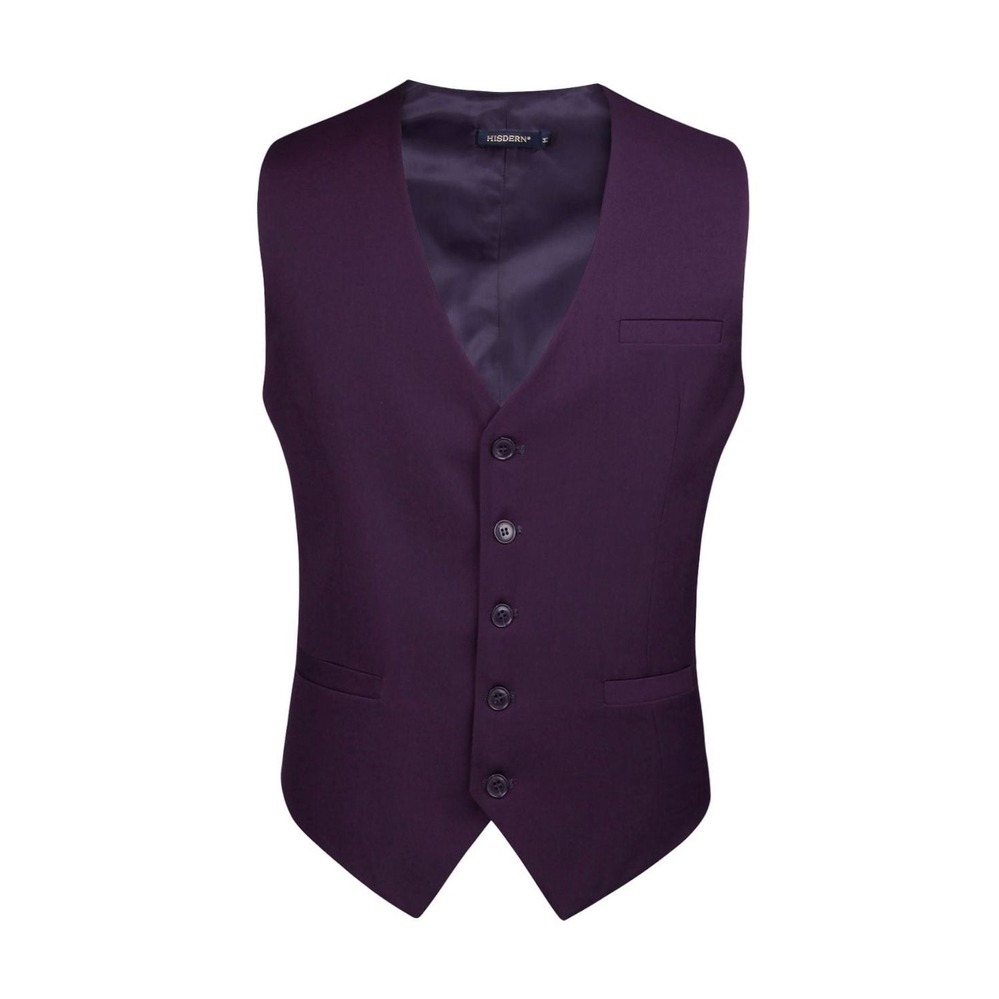 Hisdern Men's Purple Satin Suit Vest Formal Wear