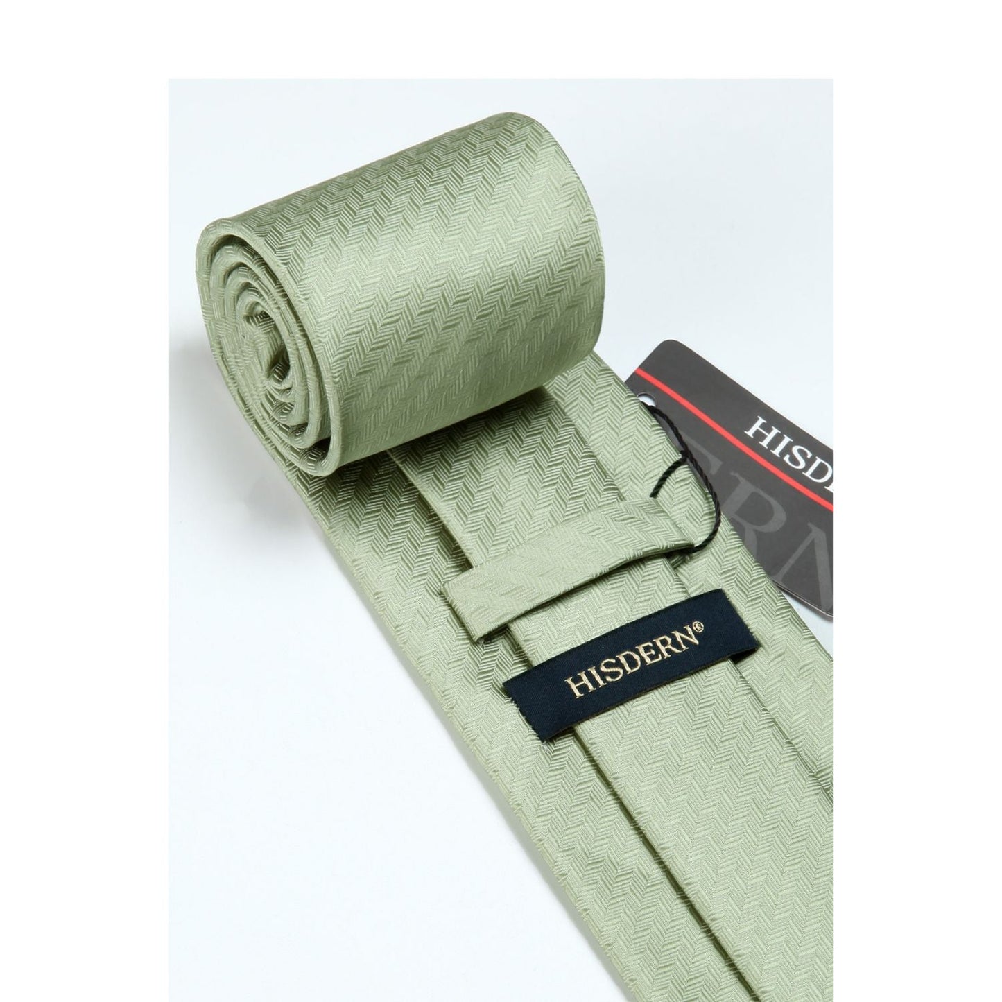 Hisdern Sage Green Houndstooth Business Tie Set