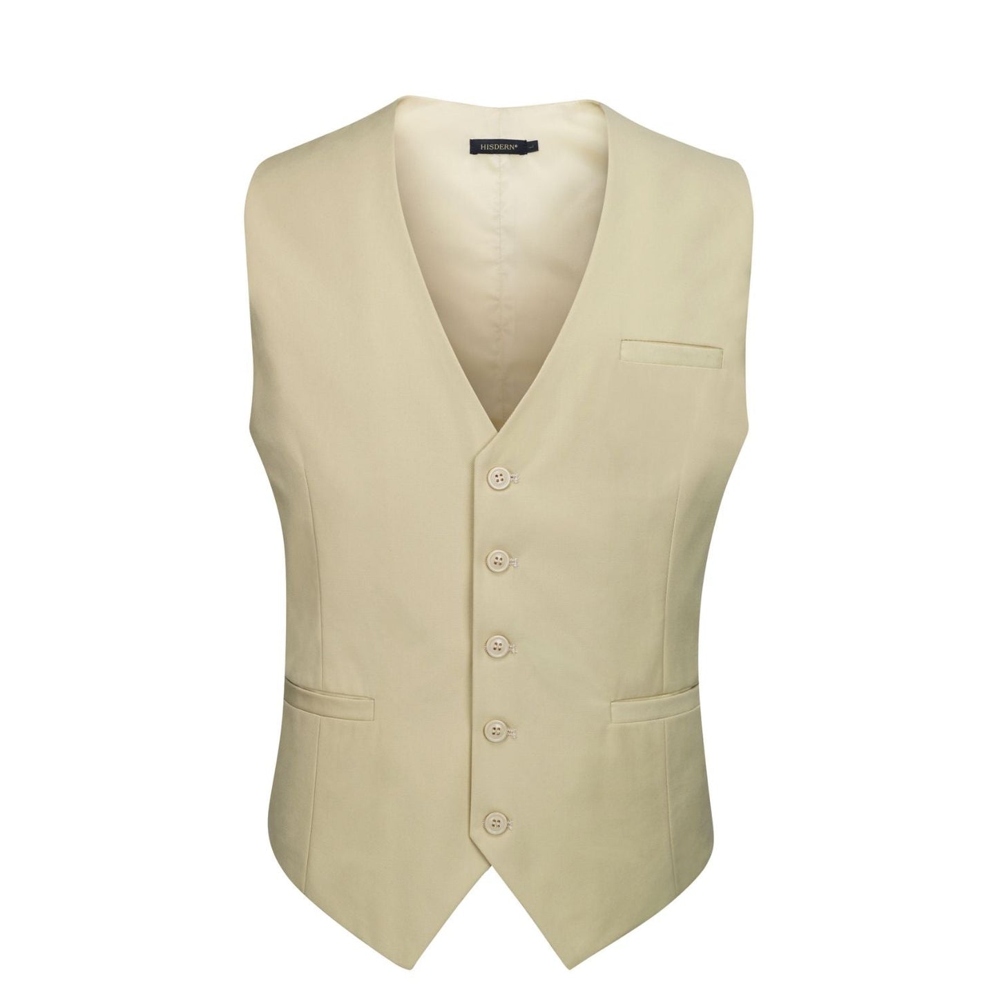 Hisdern Men's Light Beige Satin Suit Vest Formal Wear