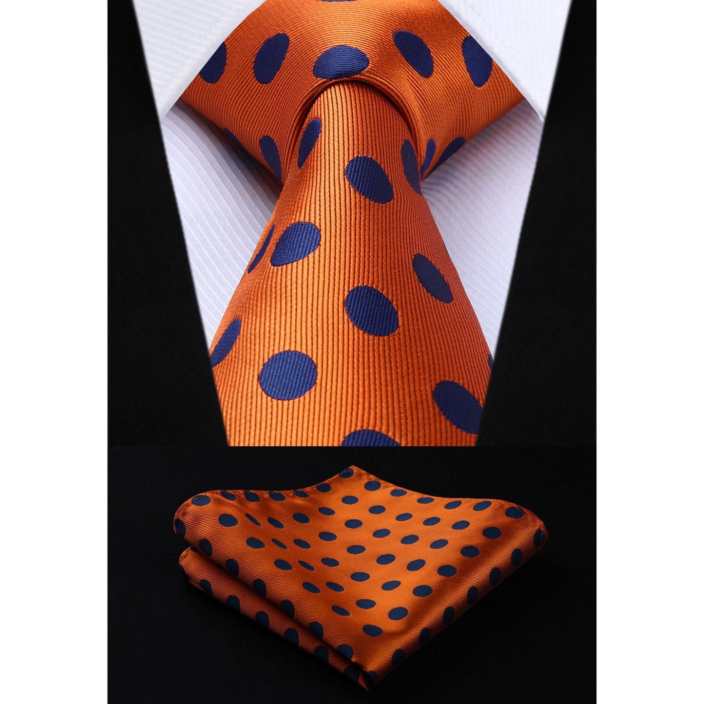 Hisdern Orange Polka Dot Tie Set For Groomsmen