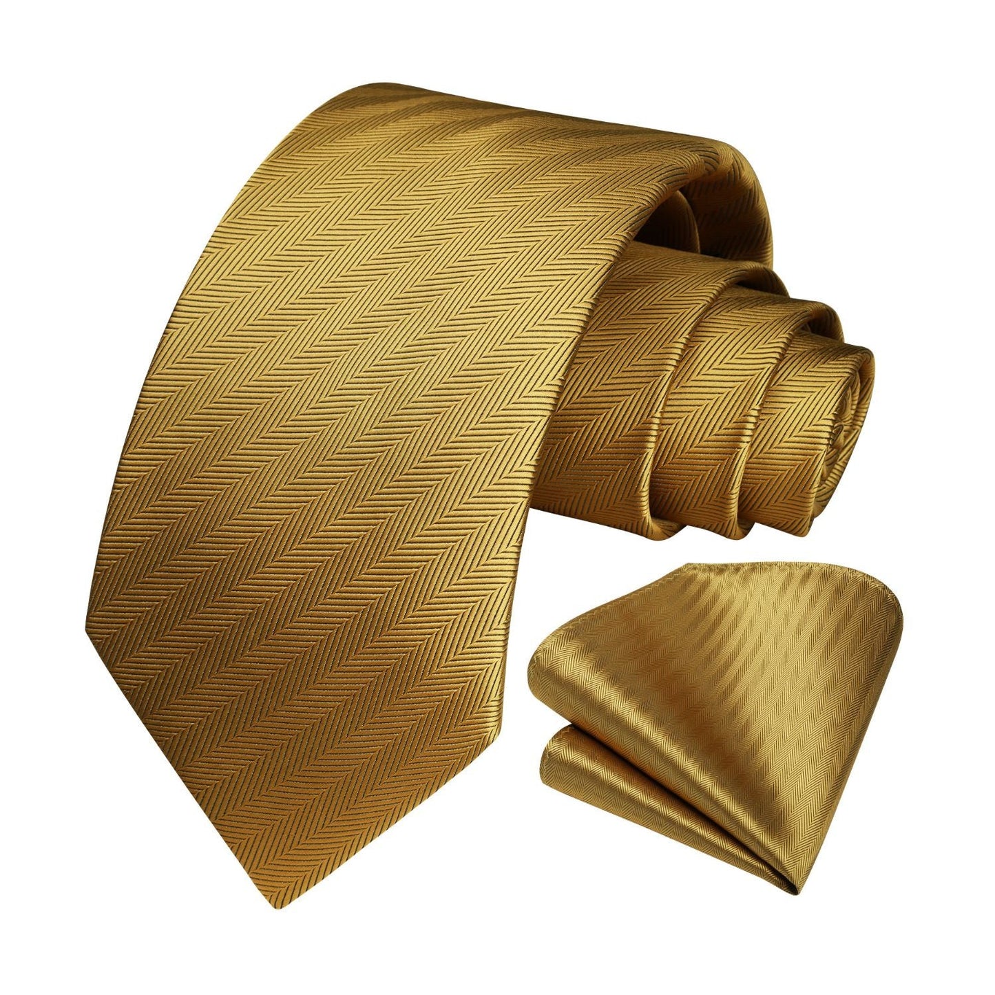 Hisdern Gold Stiped Wedding Business Tie Set