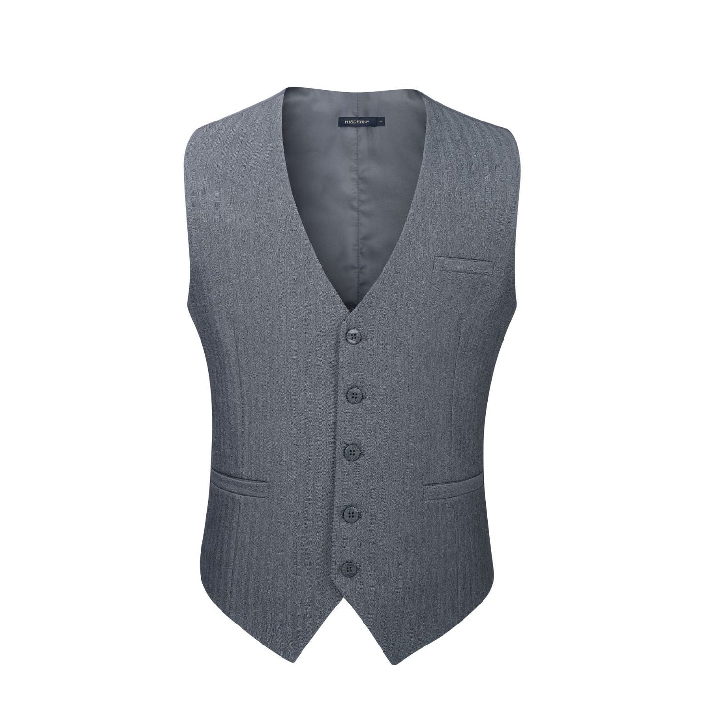 Hisdern Men's Grey Satin Suit Vest Formal Wear