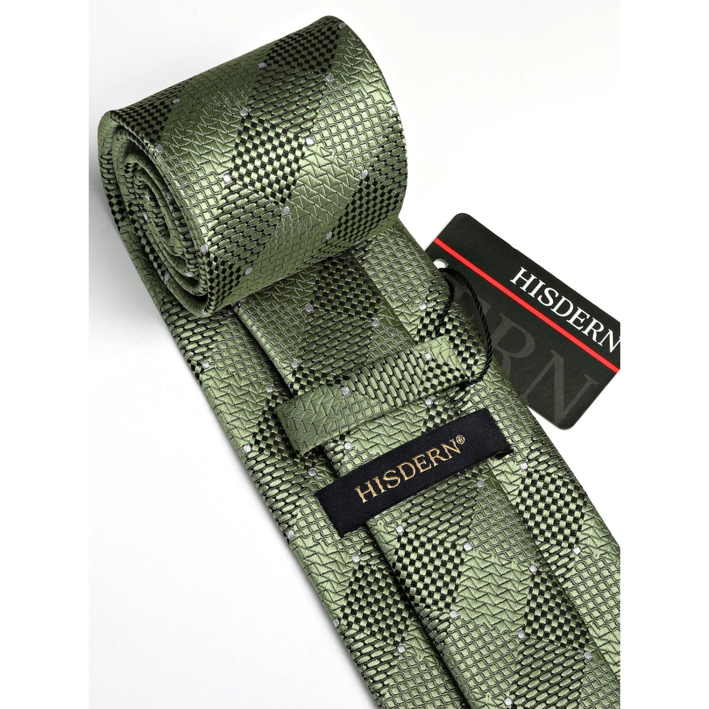 Hisdern Green Plaid Business Tie Set
