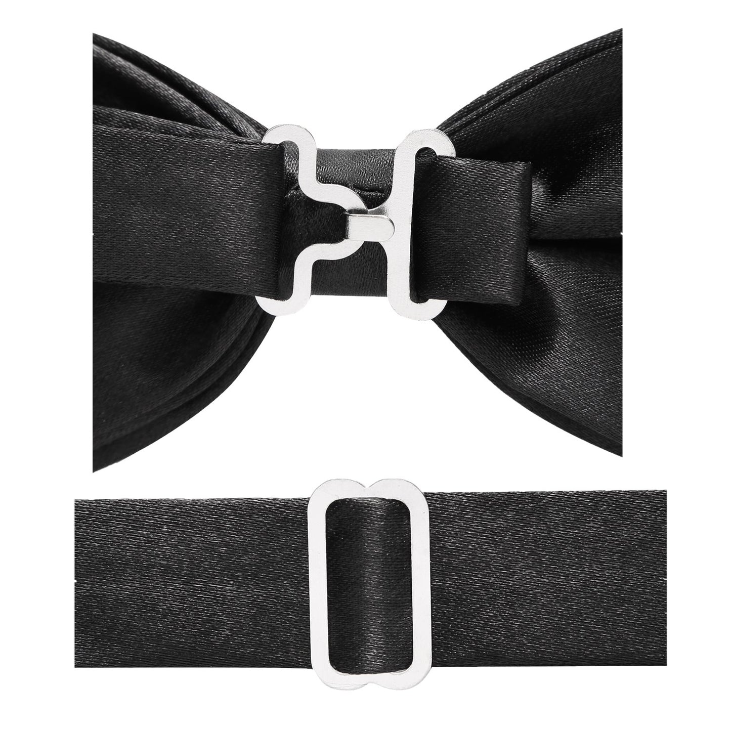 Black Bowtie Neck Tie Pocekt Square Cufflinks Set