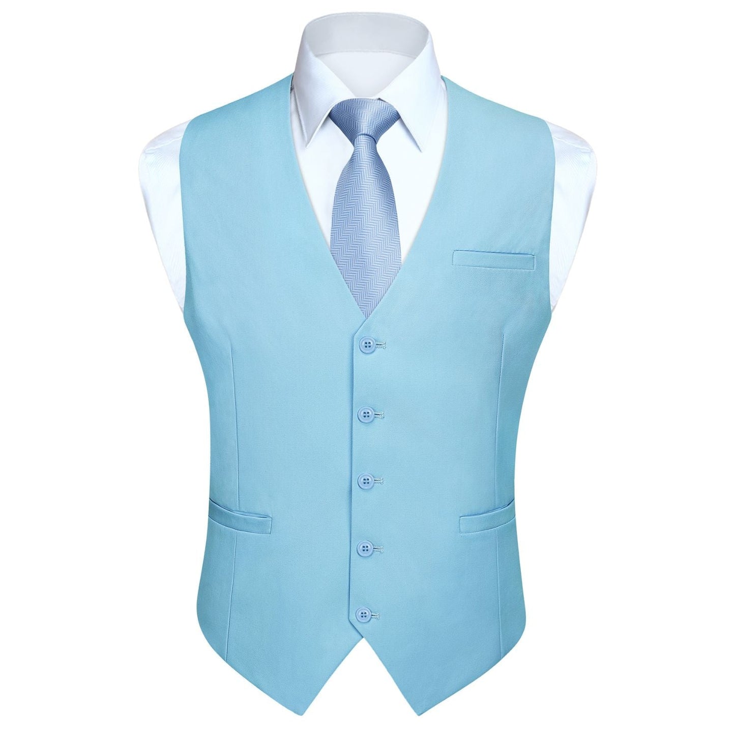 Hisdern Men's Blue Satin Suit Vest Formal Wear