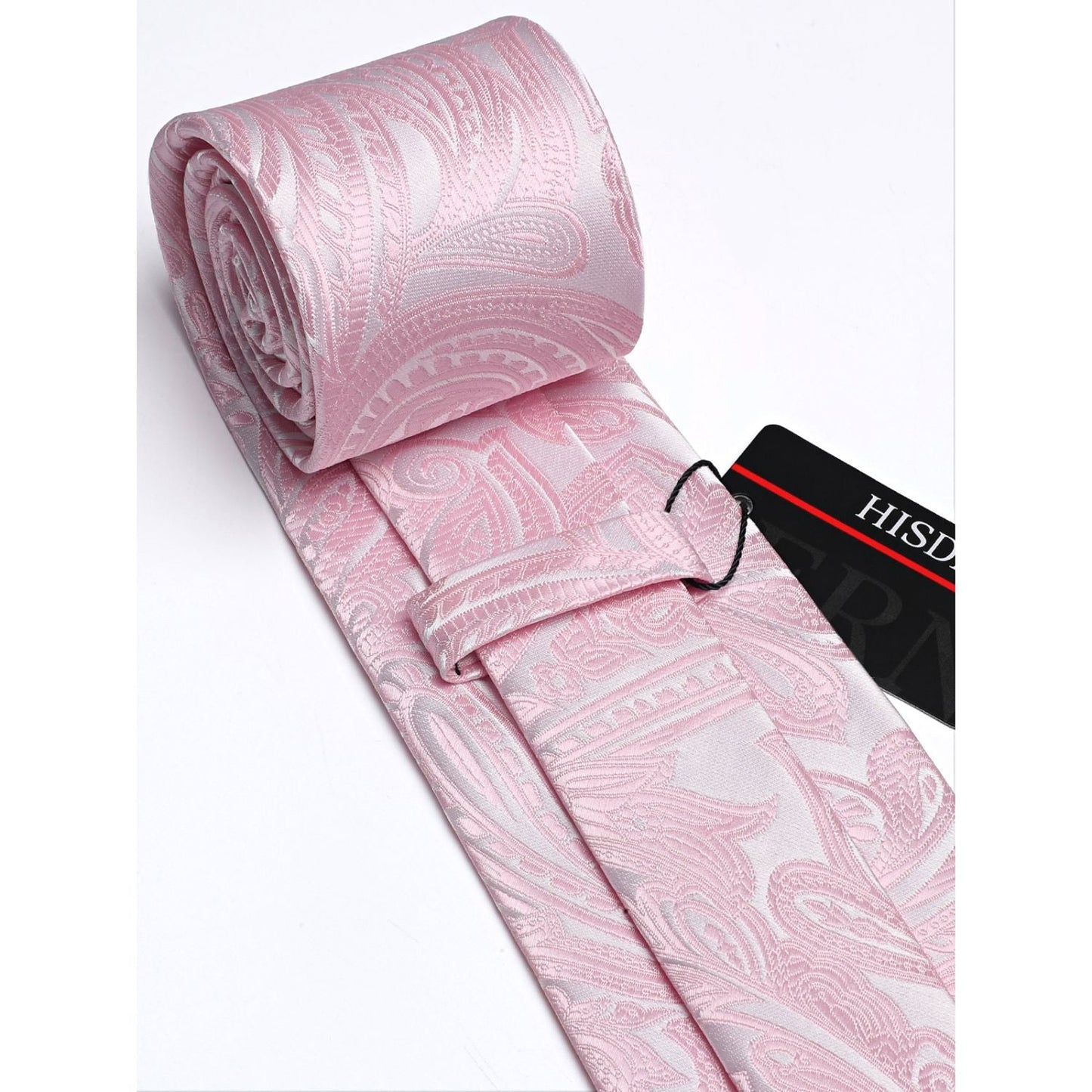 Hisdern Pink Paisley Tie Set For Groomsmen