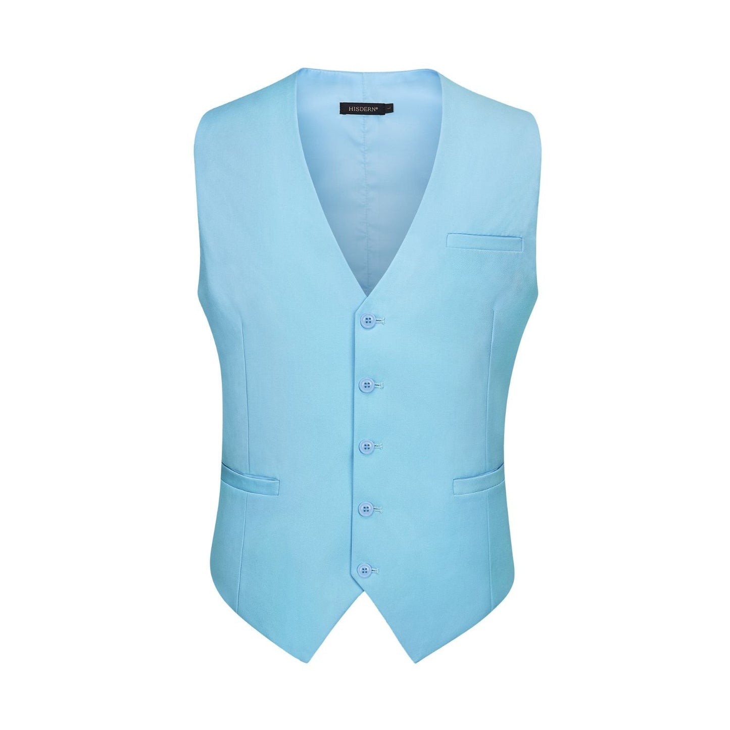 Hisdern Men's Blue Satin Suit Vest Formal Wear