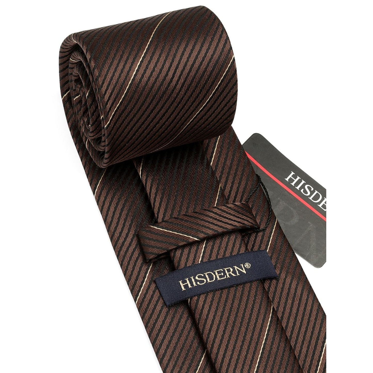 Hisdern Brown Striped Business Tie Set