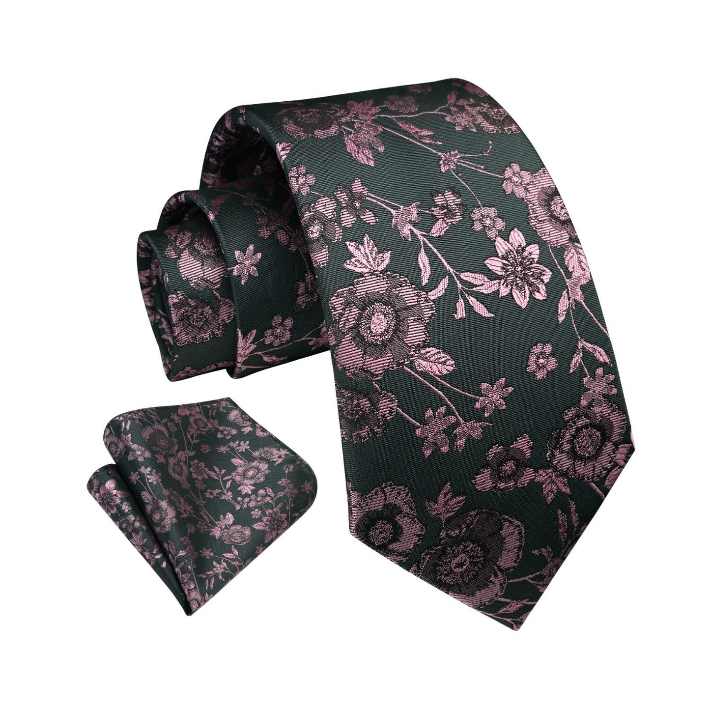 Hisdern Pink Black Floral Wedding Accessories Set