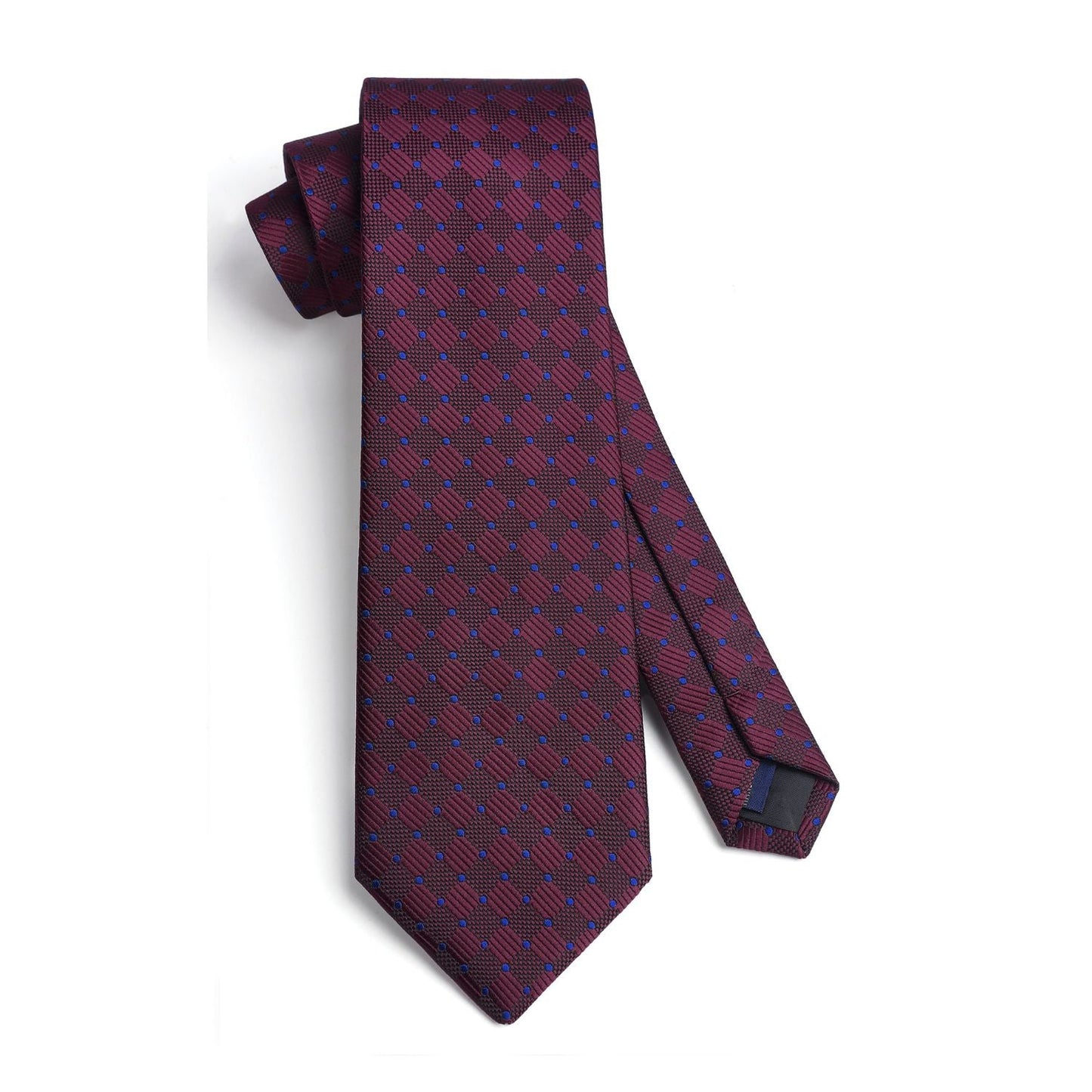 Hisdern Red Plaid Wedding Accessories Set with Cufflinks Clip