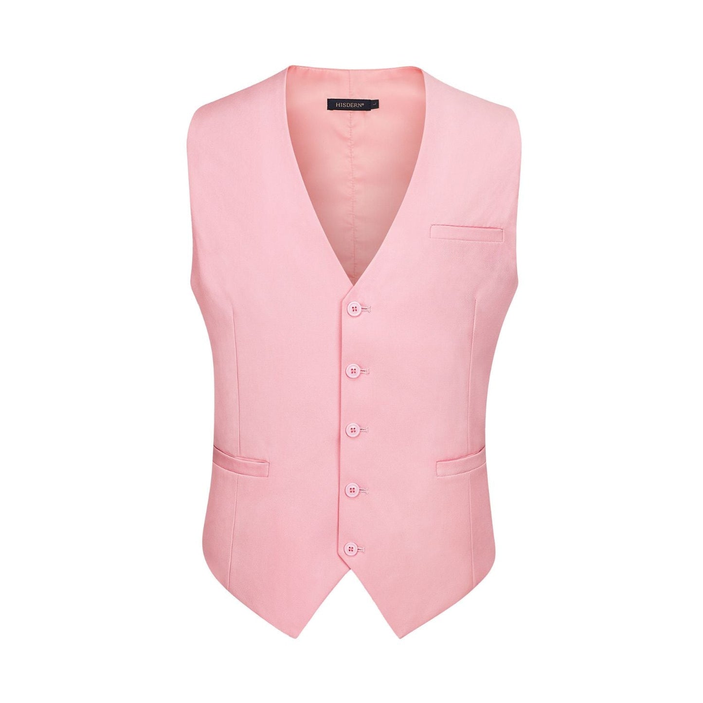 Hisdern Men's Blush Satin Suit Vest Formal Wear