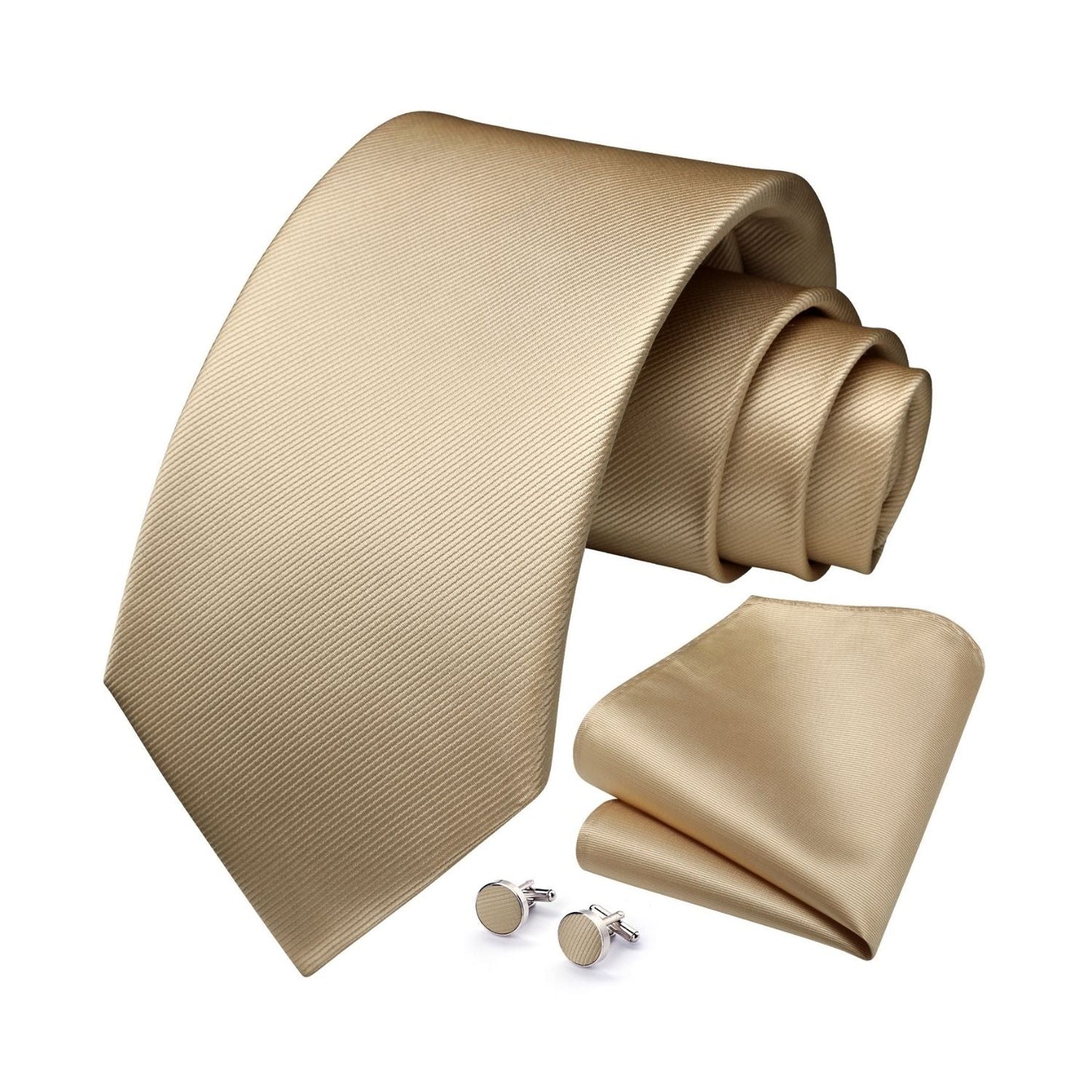 Hisdern Champagne Solid Wedding Accessories Set with Cufflinks