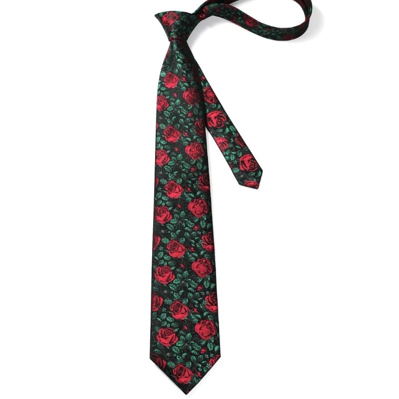 Hisdern Red Rose Floral Wedding Accessories Set