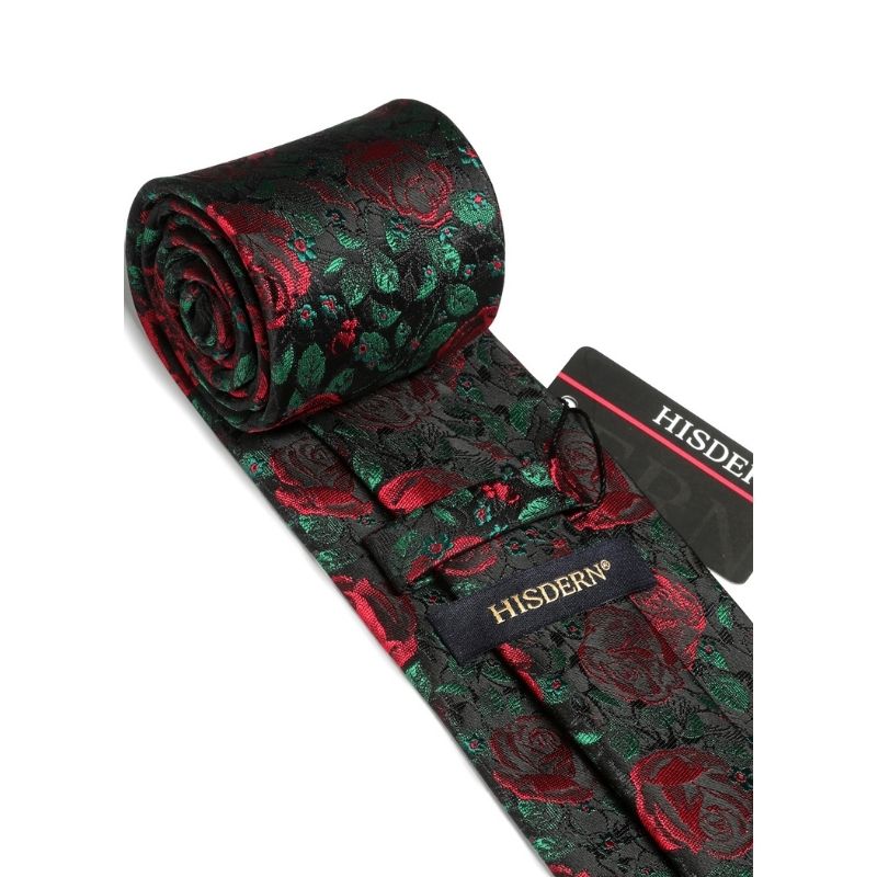 Hisdern Red Rose Floral Wedding Accessories Set