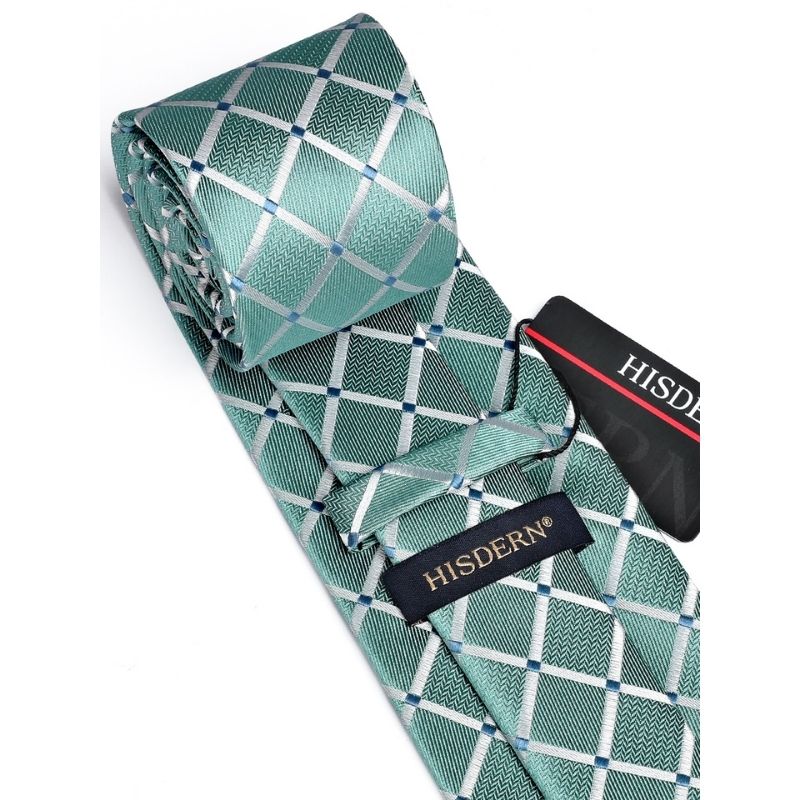Hisdern Aqua Plaid Wedding Accessories Set
