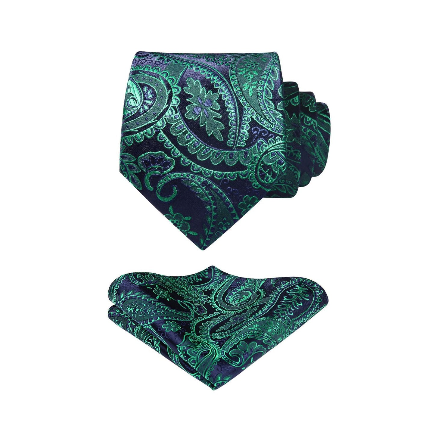 Hisdern Green Paisley Tie Set For Formal Wear