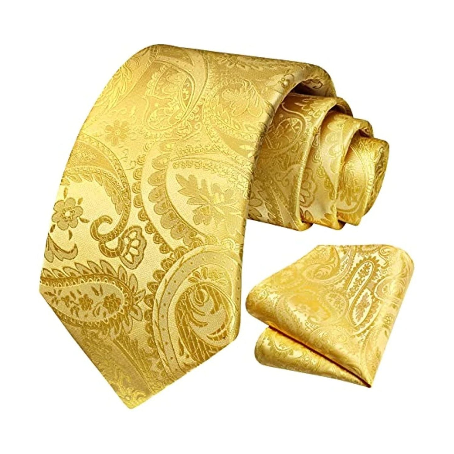 Hisdern Yellow Paisley Tie Set For Groomsmen