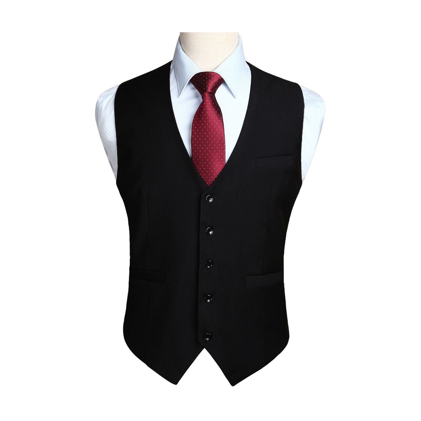 Hisdern Black Satin Foraml Vest - Formal Office Wear