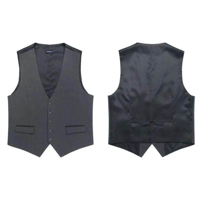 Hisdern Men's Grey Satin Suit Vest Formal Wear