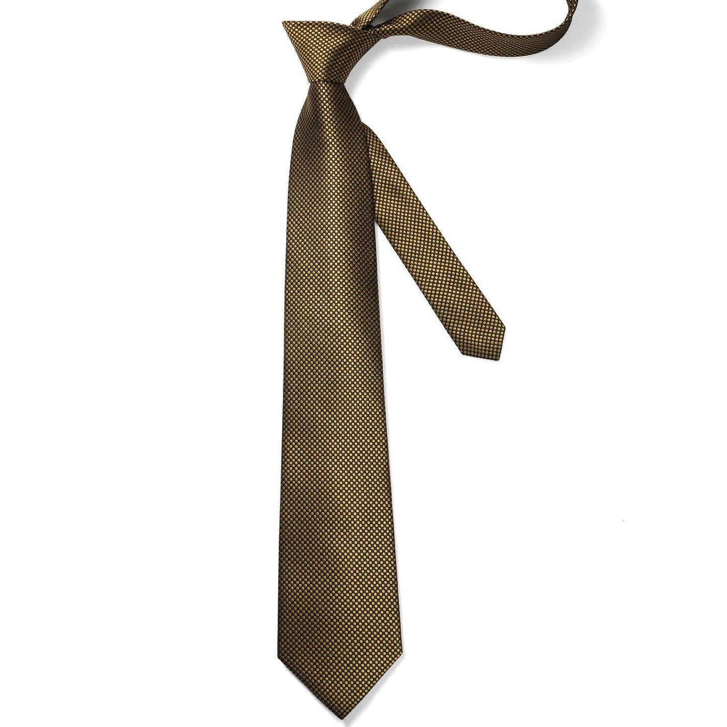 Hisdern Gold Polka Dot Print Tie Set For Formal Events