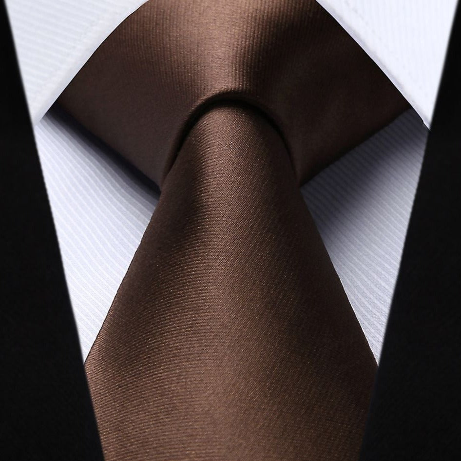 Hisdern Saddle Brown Solid Men’s Tie Set for Formal & Wedding