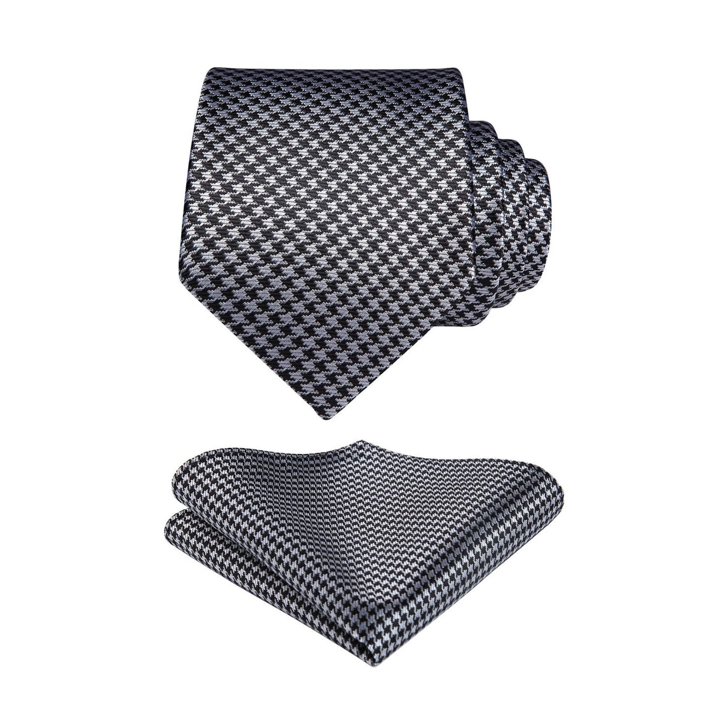 Hisdern Grey Houndstooth Business Tie Set