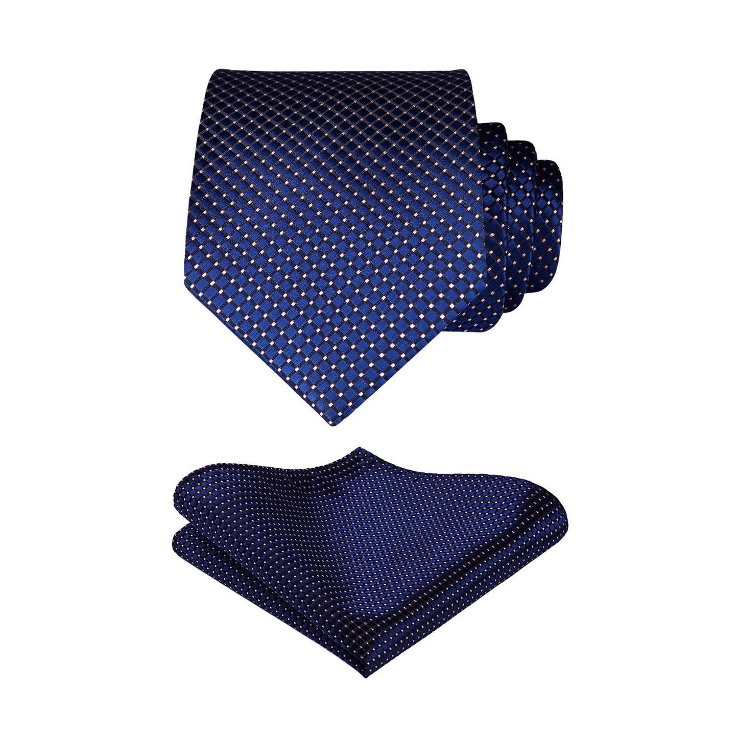 Hisdern Navy Blue Plaid Wedding Accessories Set