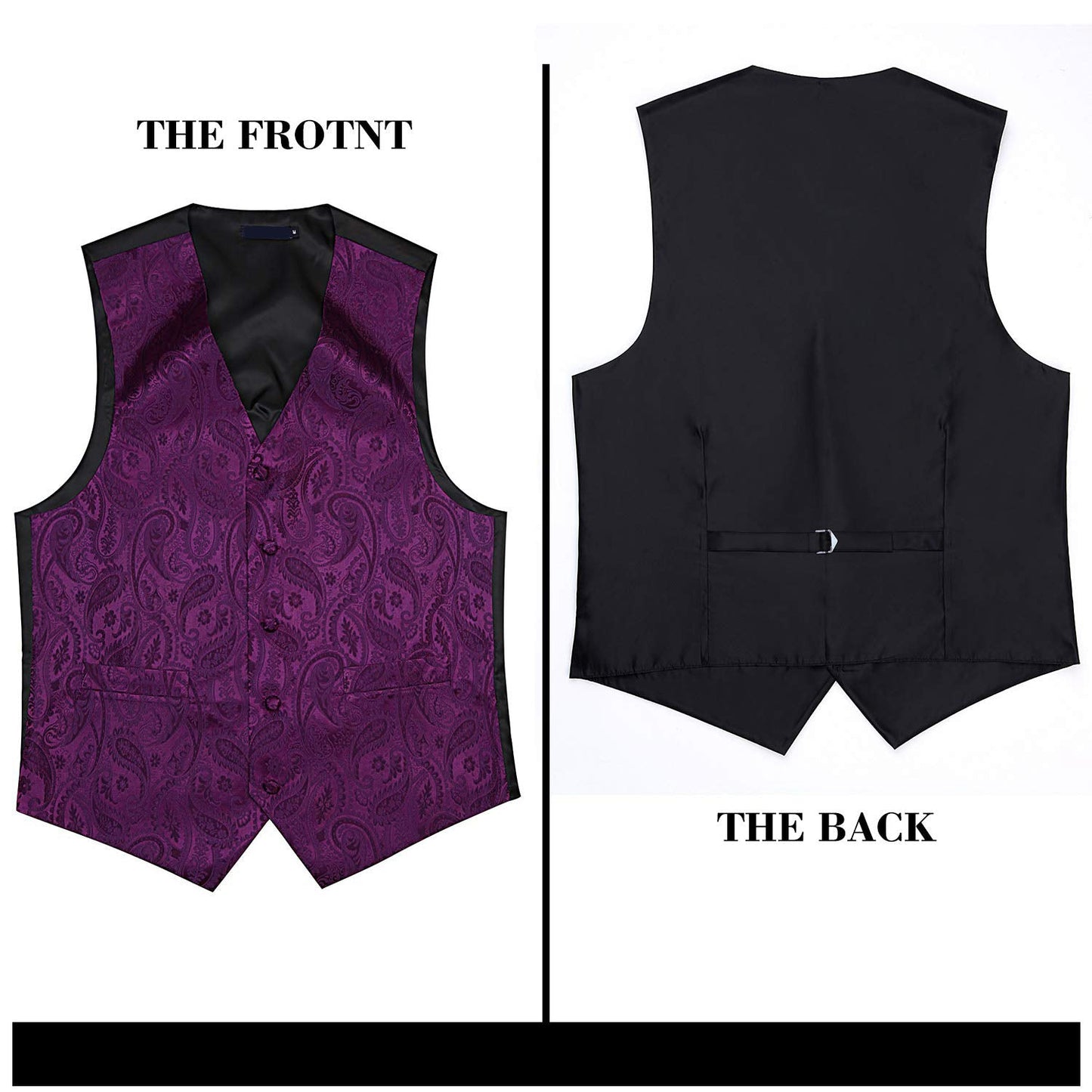 Hisdern Men's Purple Paisley Vest Tie Set For Weddings