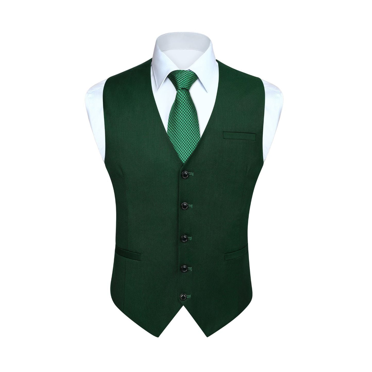 Hisdern Men's Forest Green Satin Suit Vest Formal Wear
