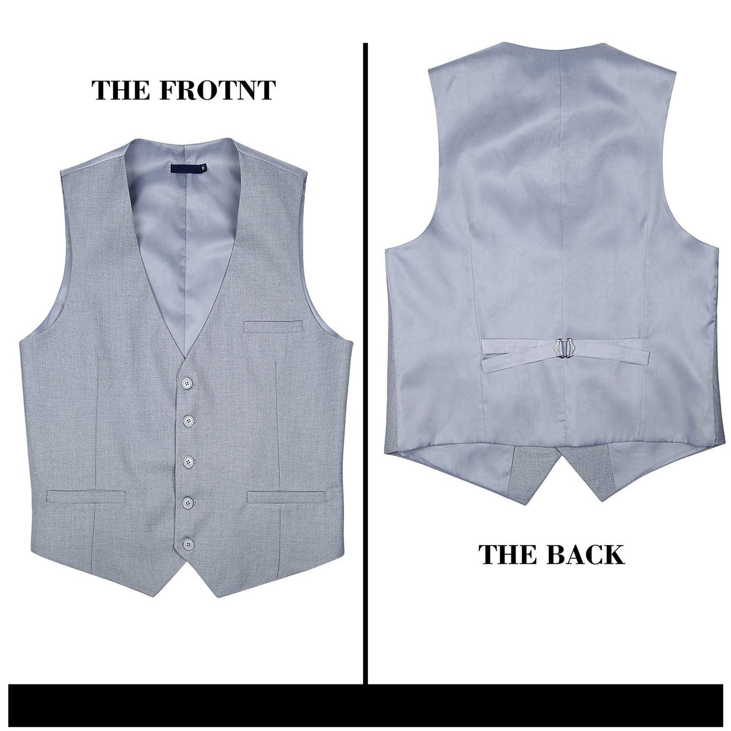 Hisdern Light Grey Satin Vest - Elegant Wear for Office