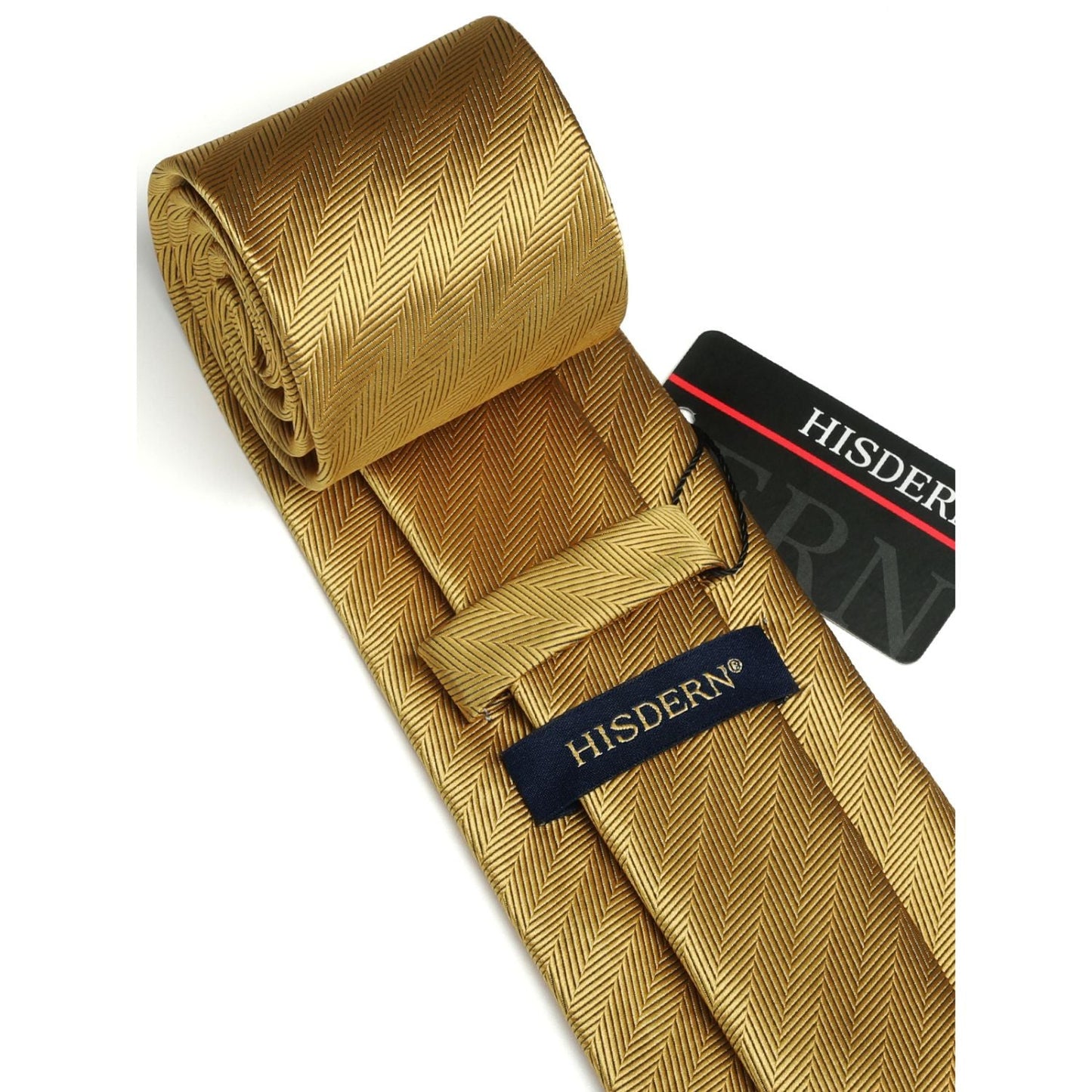 Hisdern Gold Stiped Wedding Business Tie Set