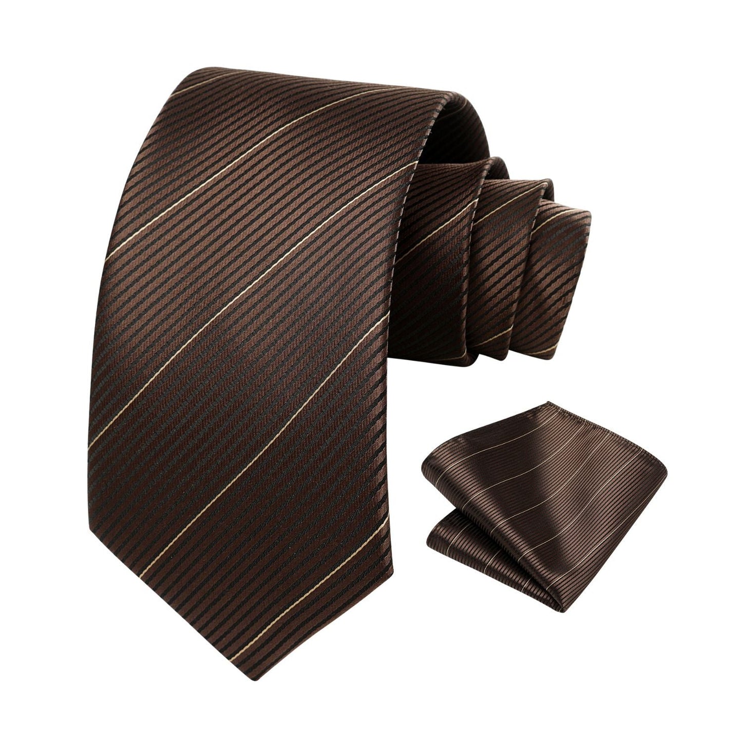 Hisdern Brown Striped Business Tie Set