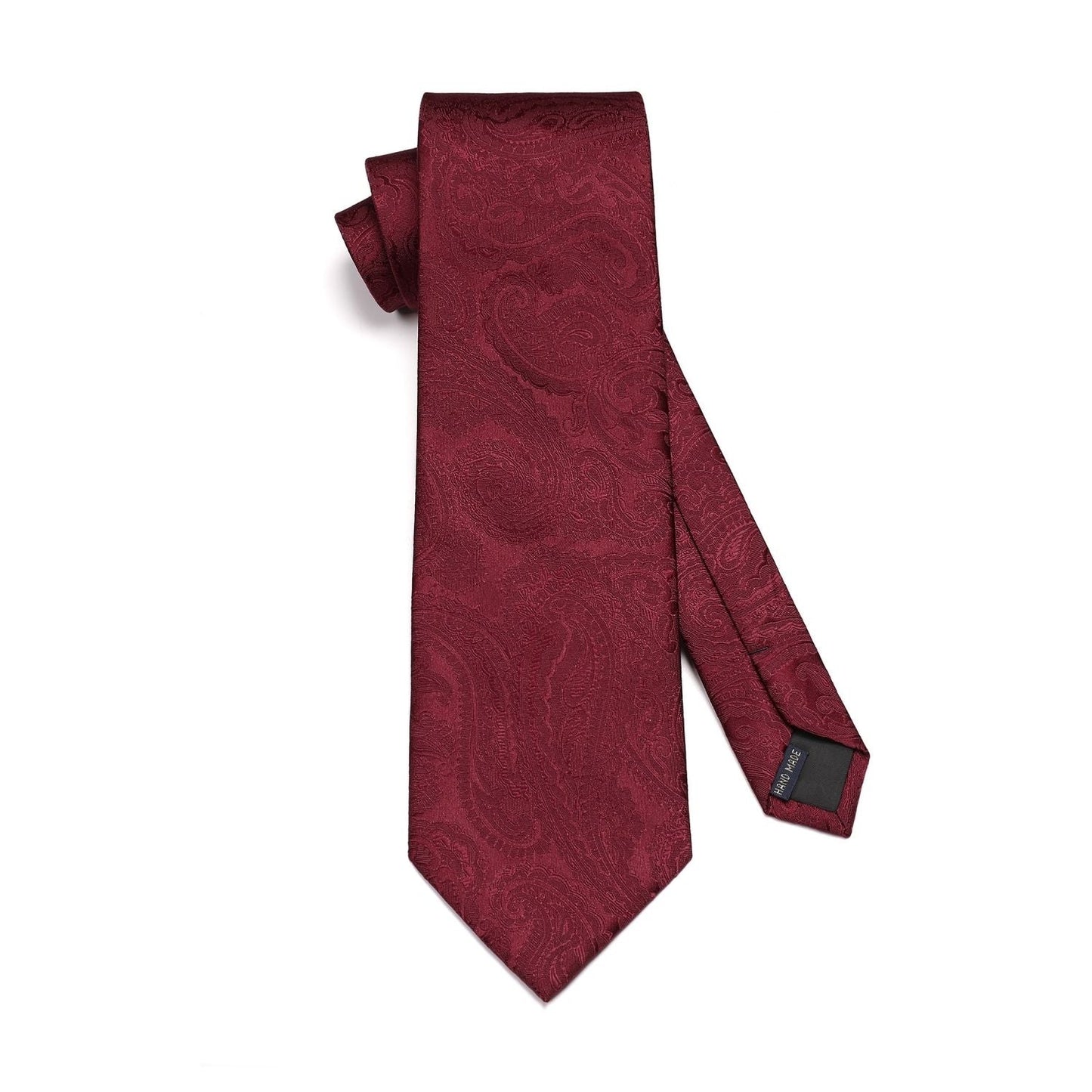 Hisdern Burgundy Paisley Tie Set For Groomsmen