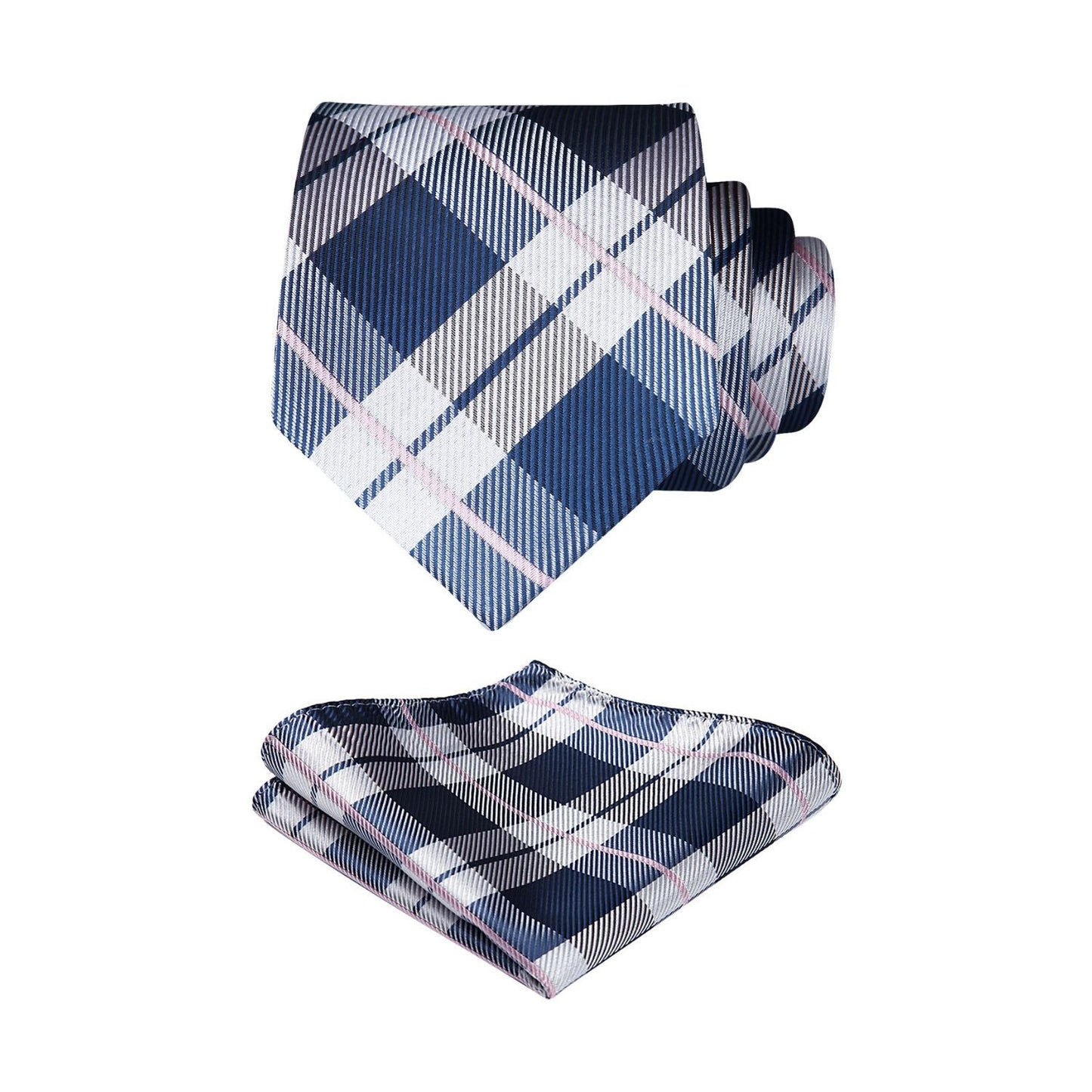 Hisdern Grey Plaid Tie Set For Groomsmen