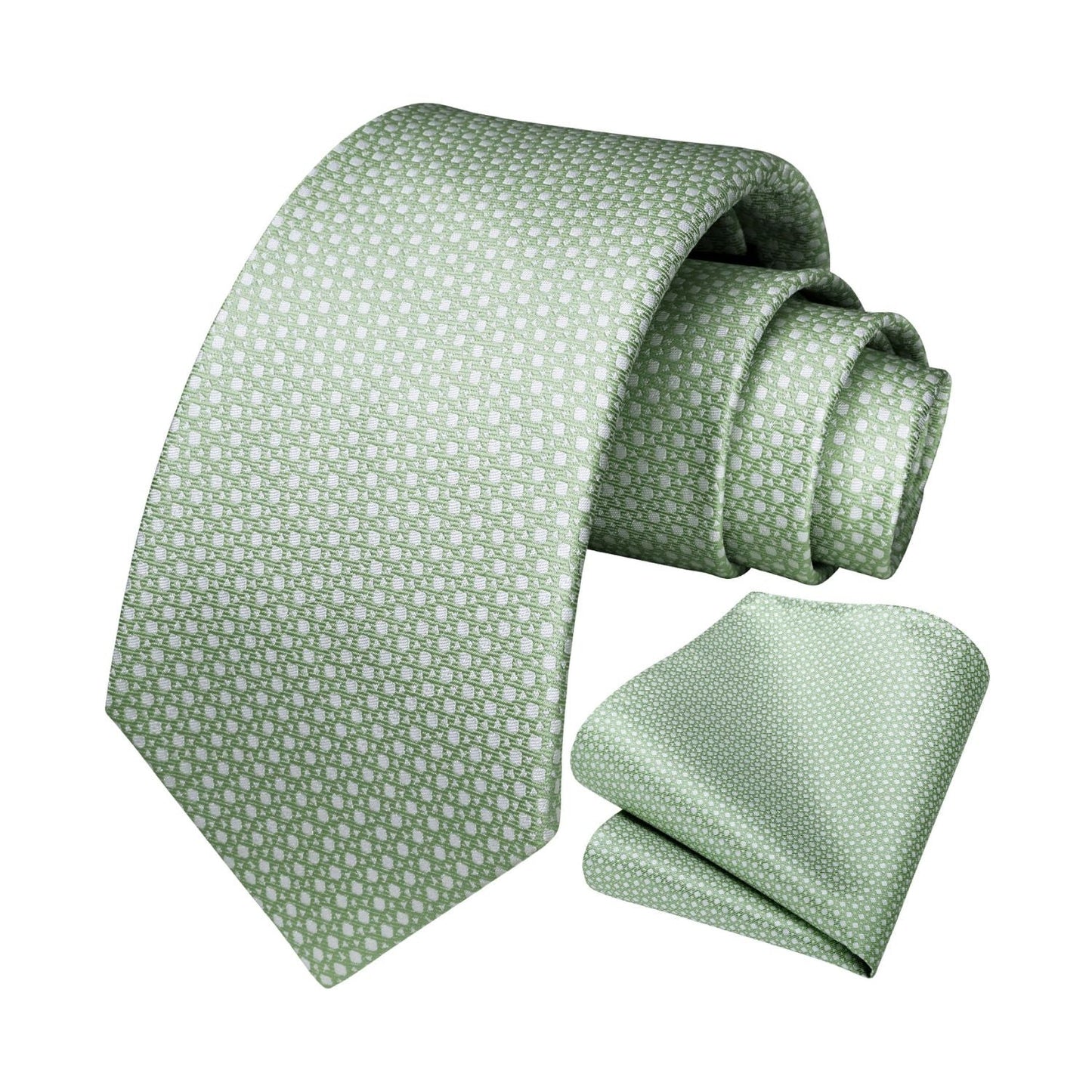 Hisdern Sage Green Houndstooth Business Tie Set
