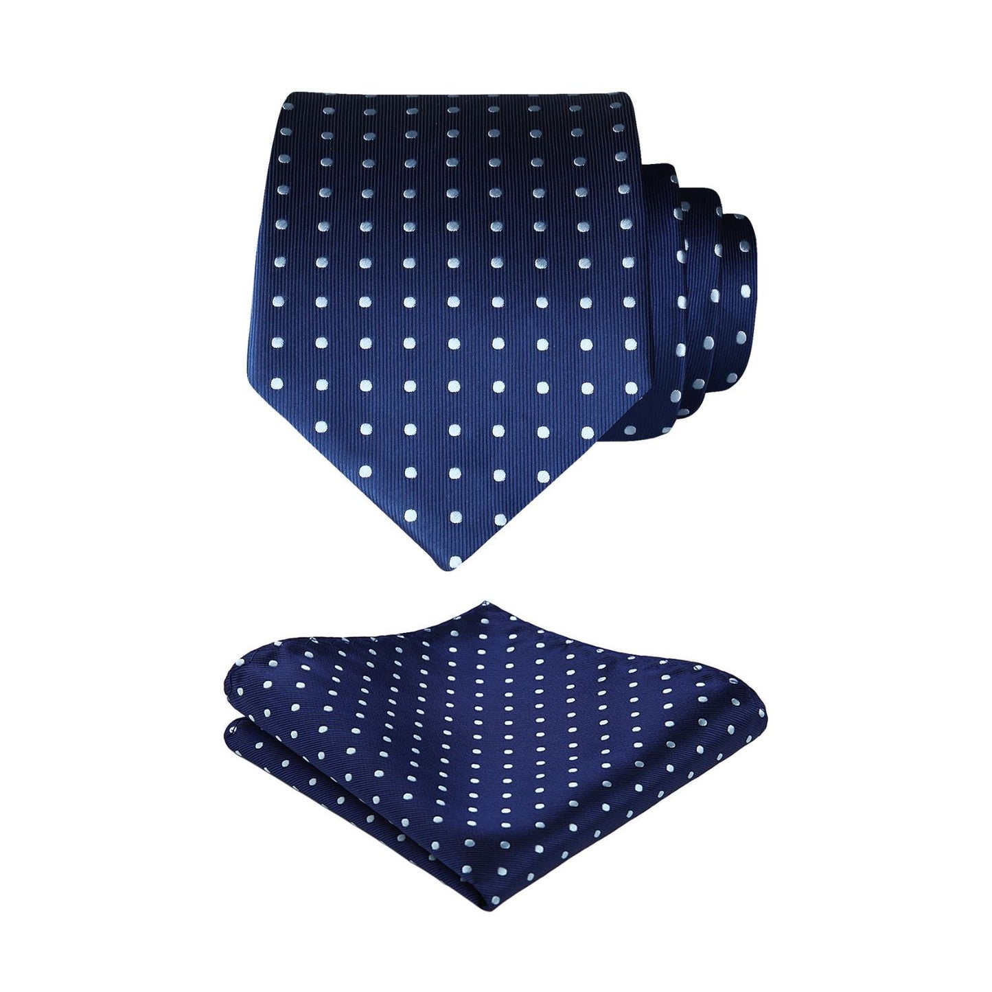 Hisdern Navy Blue Polka Dot Print Tie Set For Formal Events