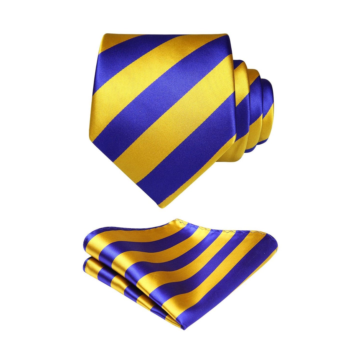 Hisdern Royal Blue Gold Striped Business Tie Set