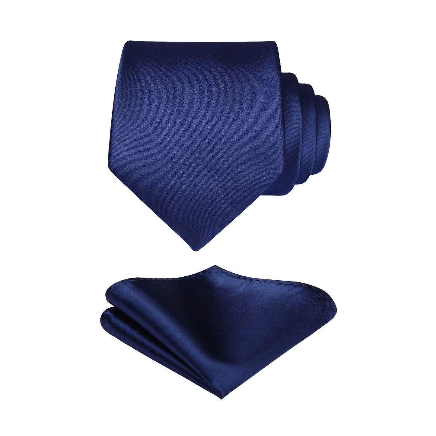 Hisdern Navy Blue Solid Business Tie Set
