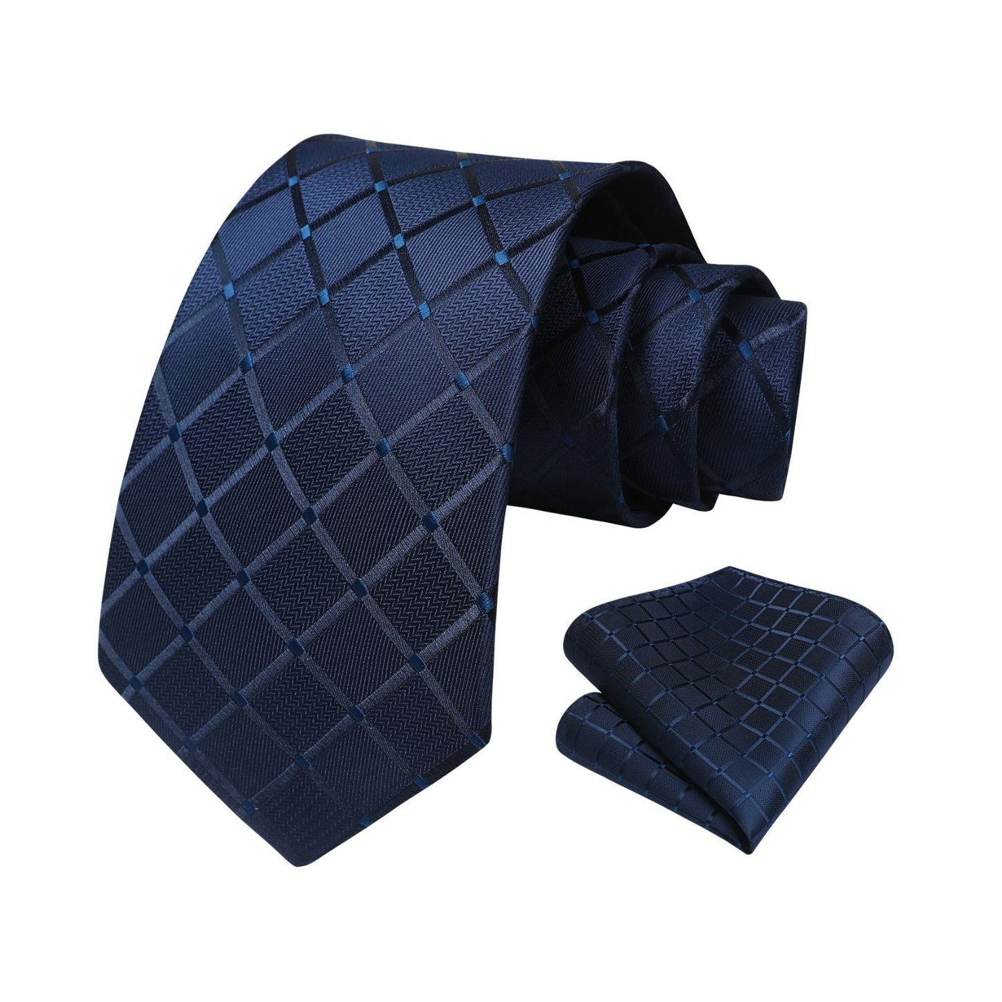 Hisdern Navy Blue Plaid Wedding Accessories Set