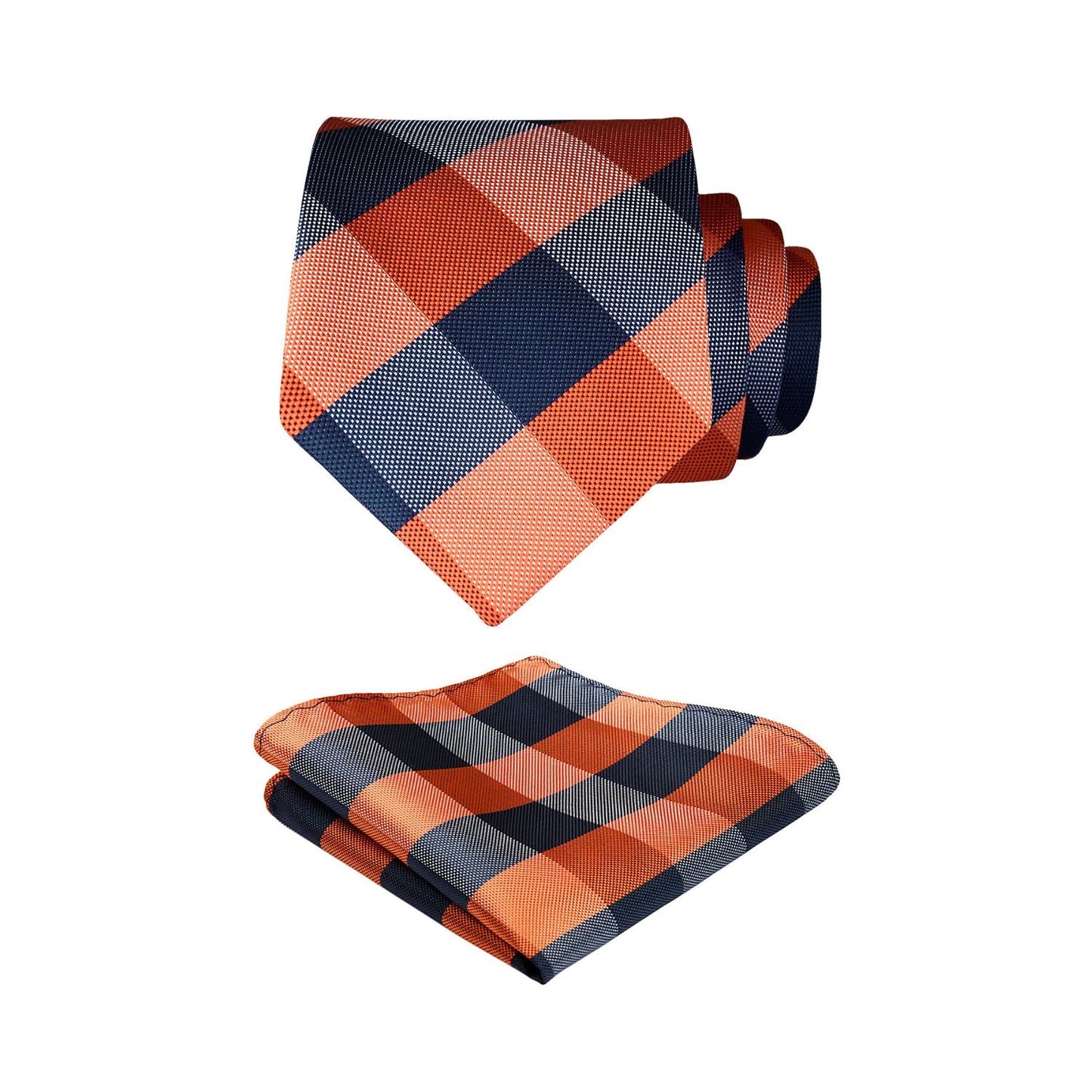 Hisdern Orange Plaid Tie Set For Groomsmen