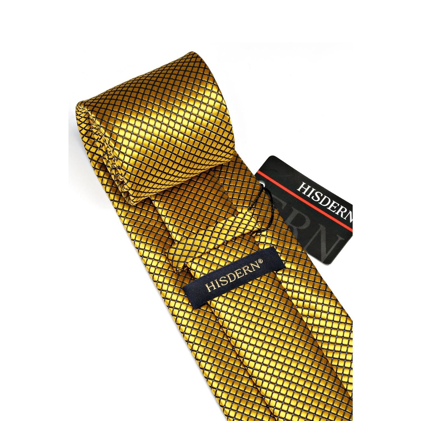 Hisdern Gold Plaid Business Tie Set