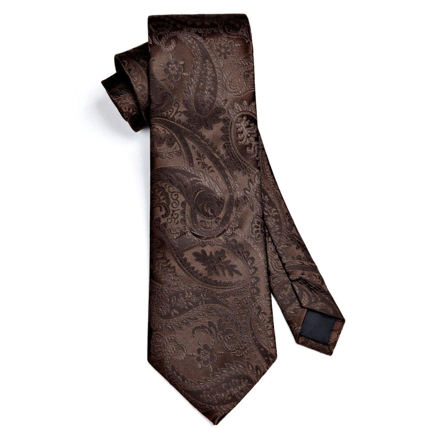 Hisdern Cocoa Brown Paisley Tie Set For Formal Wear