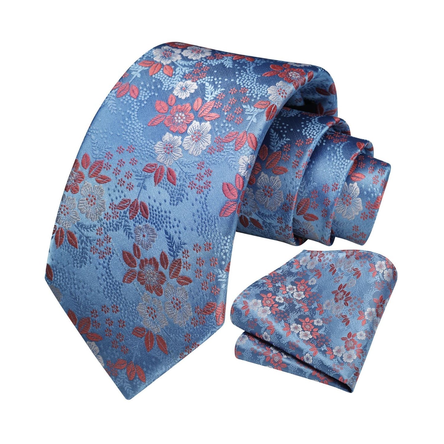 Hisdern Pink Blue Floral Wedding Accessories Set