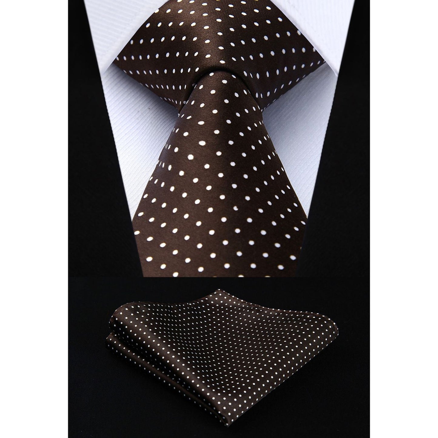 Hisdern Brown Polka Dot Print Tie Set For Formal Events