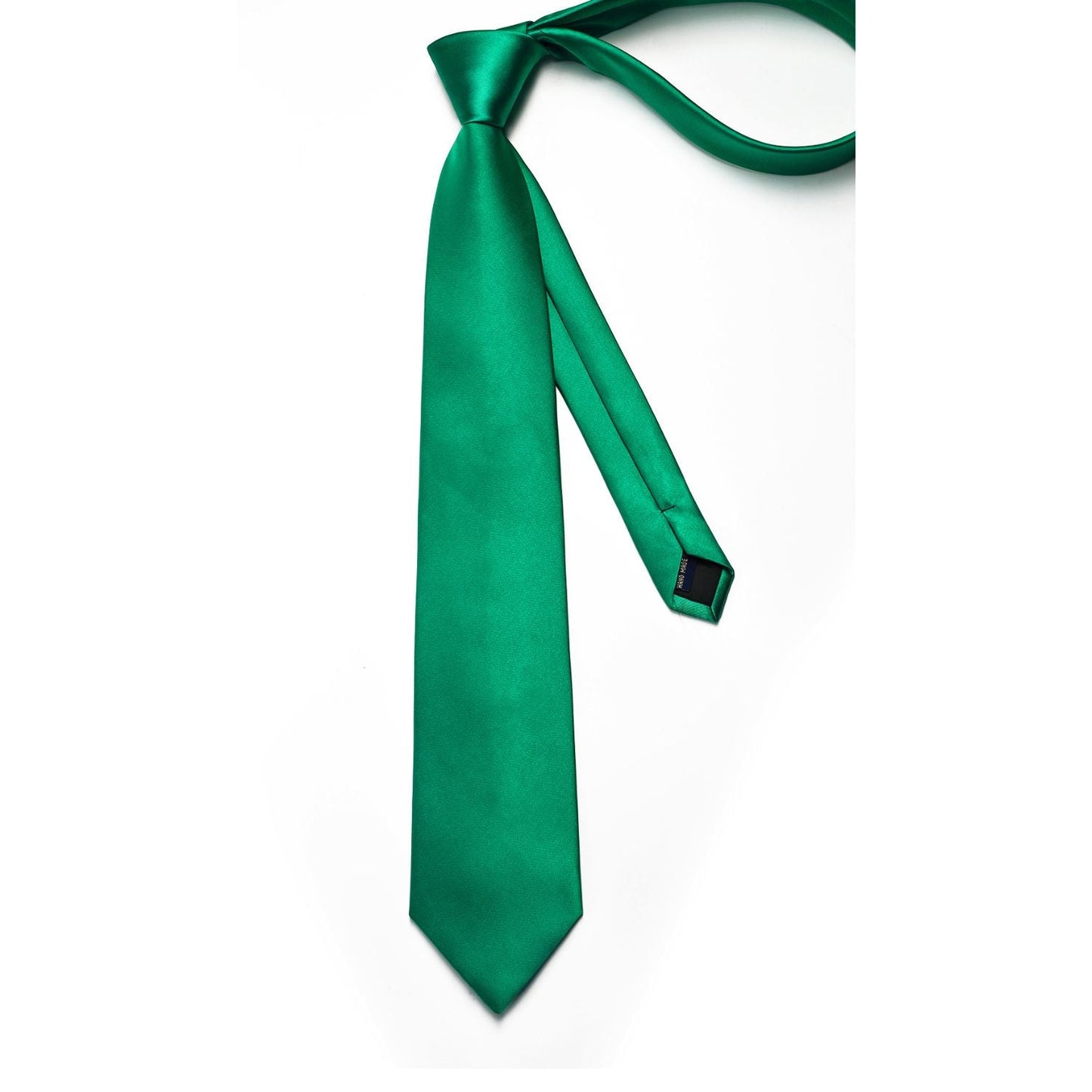 Hisdern Green Solid Wedding Accessories Set with Cufflinks