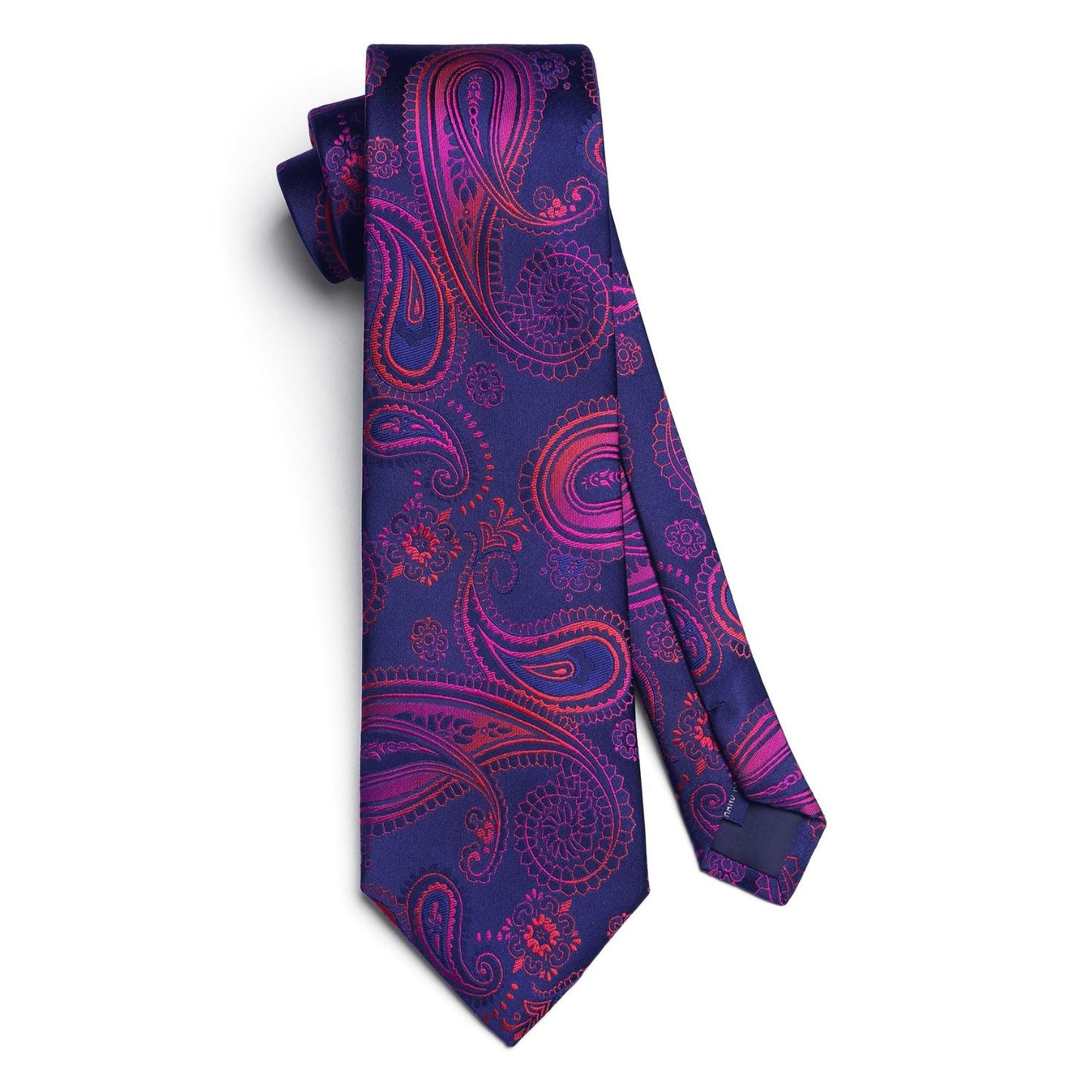 Hisdern Purple Red Paisley Tie Set For Formal Wear