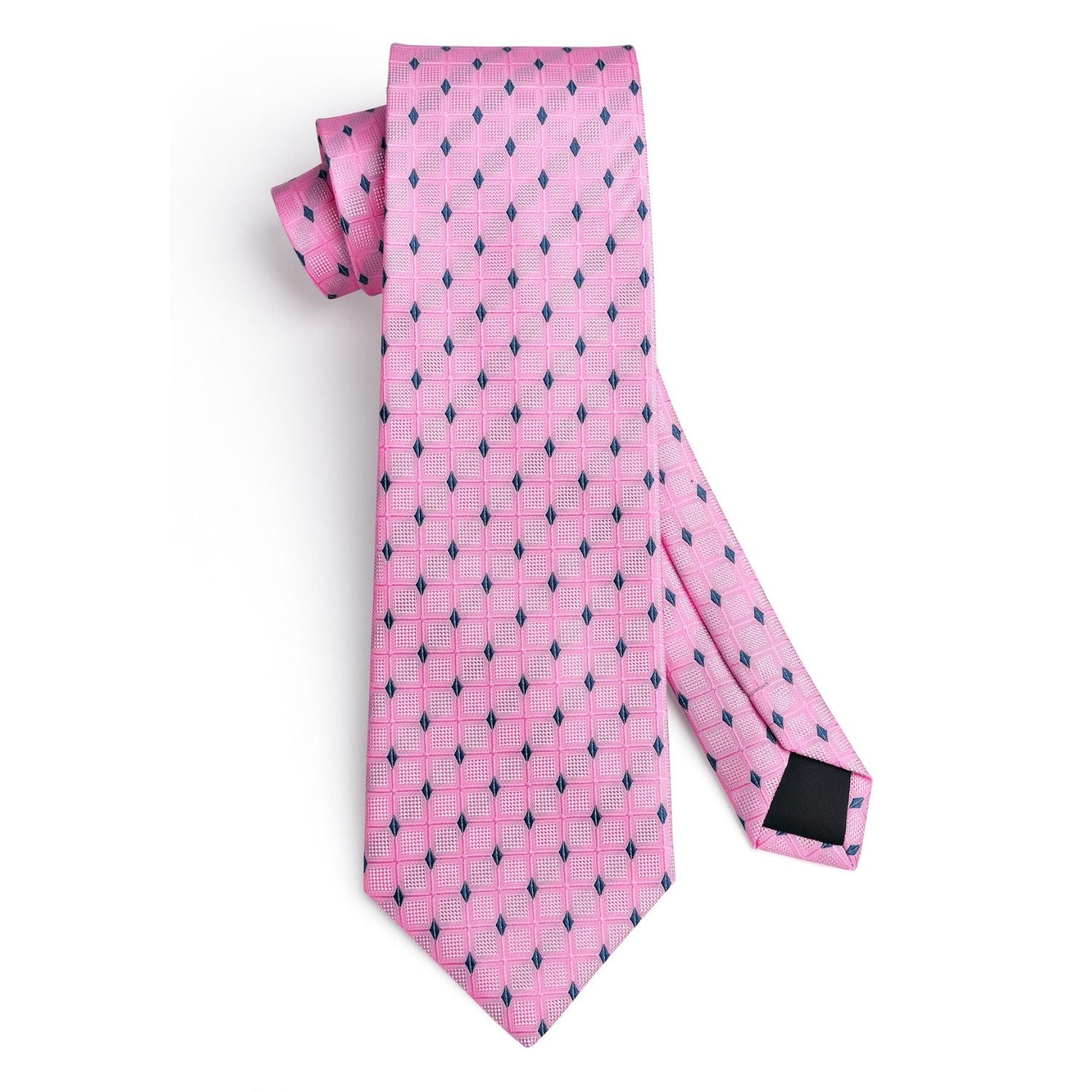 Hisdern Pink Plaid Wedding Accessories Set with Cufflinks