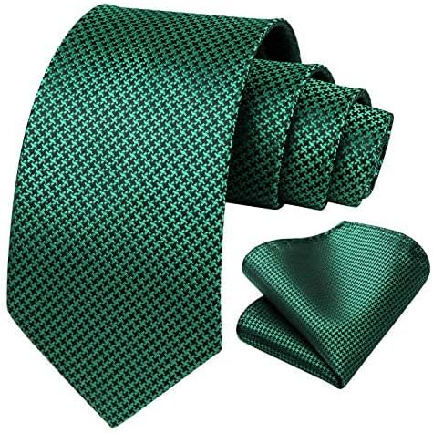Hisdern Sage Green Houndstooth Wedding Tie Set