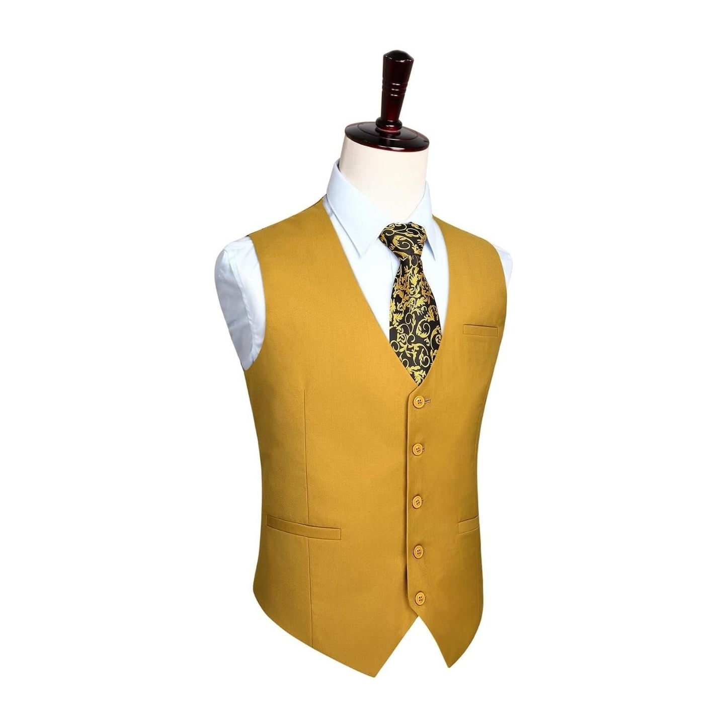 Hisdern Men's Gold Satin Suit Vest Formal Wear